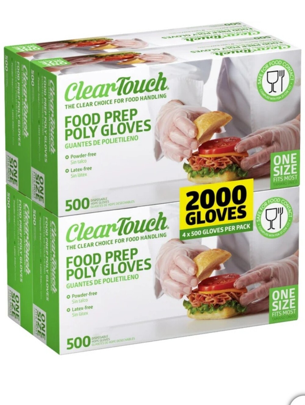Clear-Touch Food Prep Poly Gloves, One Size, 2,000-count